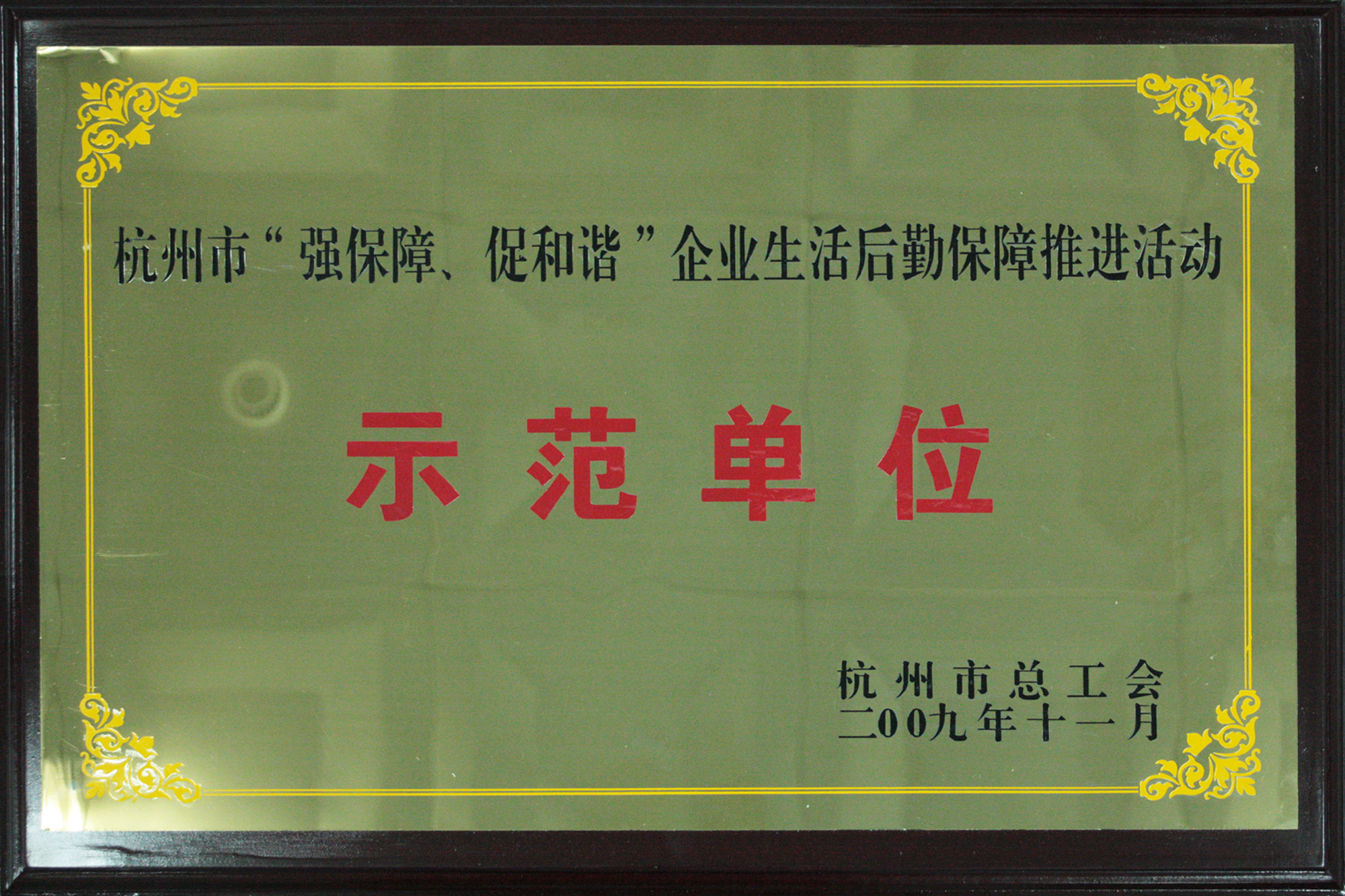 2009年度杭州市“強(qiáng)保障、促和諧”企業(yè)生活后勤保障推進(jìn)活動(dòng)示范單位